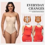 Body sin tirantes con hombros descubiertos para mujer, Top de tubo con corpiño, cierre frontal, ropa moldeadora con Control de barriga, ropa interior acolchada extraíble, S-4XL - Imagen 3