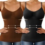 Camisola transpirable para mujer, 2 uds., Tops moldeadores con control de abdomen, sujetador incorporado, camiseta sin mangas moldeadora, corsé adelgazante - Imagen 6