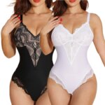 LILVIGOR-ropa moldeadora de encaje para mujer, Body moldeador, Control de barriga, sin mangas, cuello en V, camisola sin espalda, corsé adelgazante