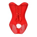 Lencería Sexy y Linda de Conejita, Body Rojo de Una Pieza con Corsé de Encaje y Malla para Fiesta y Club - Imagen 2
