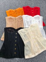 Corsés de encaje de verano para mujer, camisas, tops, bustiers, ropa de calle, corsés sexy con vendaje, blusas - Imagen 6