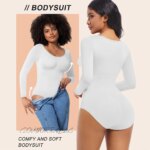 Body Shapewear para mujer Tanga Shaper Corsés Manga larga Entrenador de cintura sin costuras Body con cuello redondo - Imagen 4