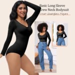 Body Shapewear para mujer Tanga Shaper Corsés Manga larga Entrenador de cintura sin costuras Body con cuello redondo - Imagen 5