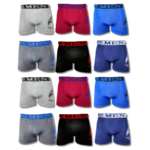 12 Piezas Boxer Caballero Mayoreo Tela Suave Cómodos y Ajustables Económicos Ligeros Modelo Feather