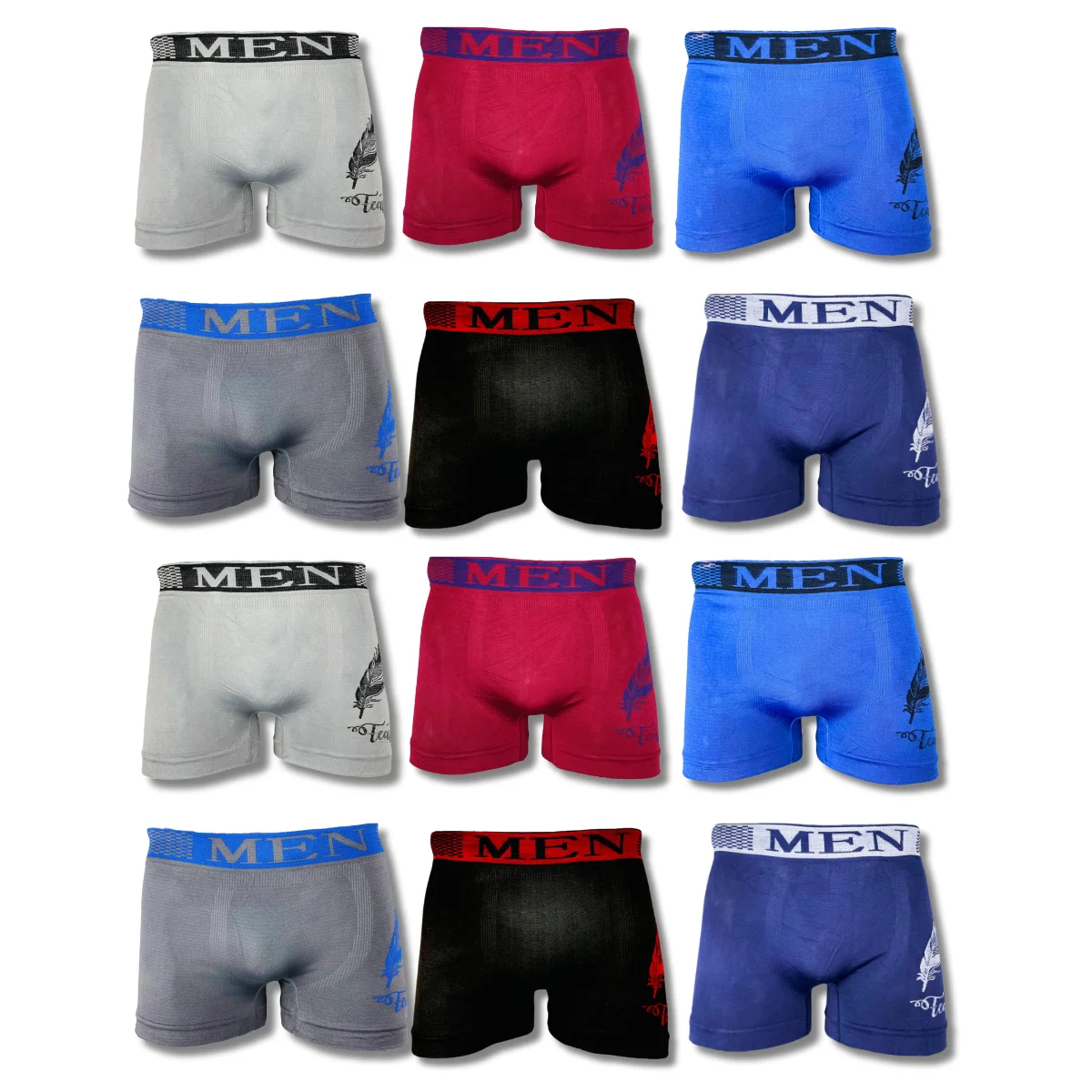 38711-wzh4fx.png 12 Piezas Boxer Caballero Mayoreo Tela Suave Cómodos y Ajustables Económicos Ligeros Modelo Feather - Imagen 1