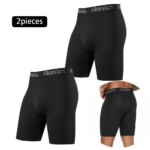 2 unidades. Calzoncillos tipo bóxer de pierna larga, de secado rápido, color negro, para hombre. Diseño cómodo. Ropa interior de alta calidad. Calzoncillos para hombre, diseño cómodo.