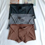 Ropa interior ultrafina de seda de hielo suave para hombre, Boxers deportivos sin costuras para Fitness, pantalones cortos de secado rápido de talla grande, 3 uds.