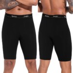 2 unidades de calzoncillos tipo bóxer de algodón negro para hombre, de tejido suave, con pernera larga, diseño clásico, ropa interior masculina de alta calidad, calzoncillos cómodos. - Imagen 3
