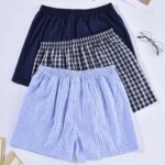 Ropa interior para hombre, Boxers, pantalones cortos, calzoncillos informales de algodón para dormir, ropa de casa para hombre, bragas con flechas, ropa interior holgada y cómoda a rayas a cuadros