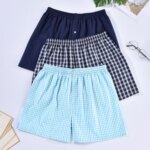 Ropa interior para hombre, Boxers, pantalones cortos, calzoncillos informales de algodón para dormir, ropa de casa para hombre, bragas con flechas, ropa interior holgada y cómoda a rayas a cuadros - Imagen 2