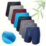 8 Uds. Calzoncillos bóxer de fibra de bambú para hombre, transpirables, de tacto suave, ropa interior masculina con diseño en U convexo, ropa interior masculina anti-enrollamiento