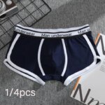 1/4 Uds. Ropa interior para hombre, Boxers de algodón, Boxershorts sólidos transpirables, calzoncillos de talle medio para hombre, pantalones cortos de tendencia para hombre, pantalones cortos para hombre
