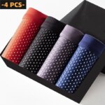 4 unids/lote de bragas para hombre, calzoncillos de seda helada, pantalones cortos transpirables de verano para hombre, Boxers, ropa interior para hombre con agujero de bambú, talla grande 2XL-6XL - Imagen 2