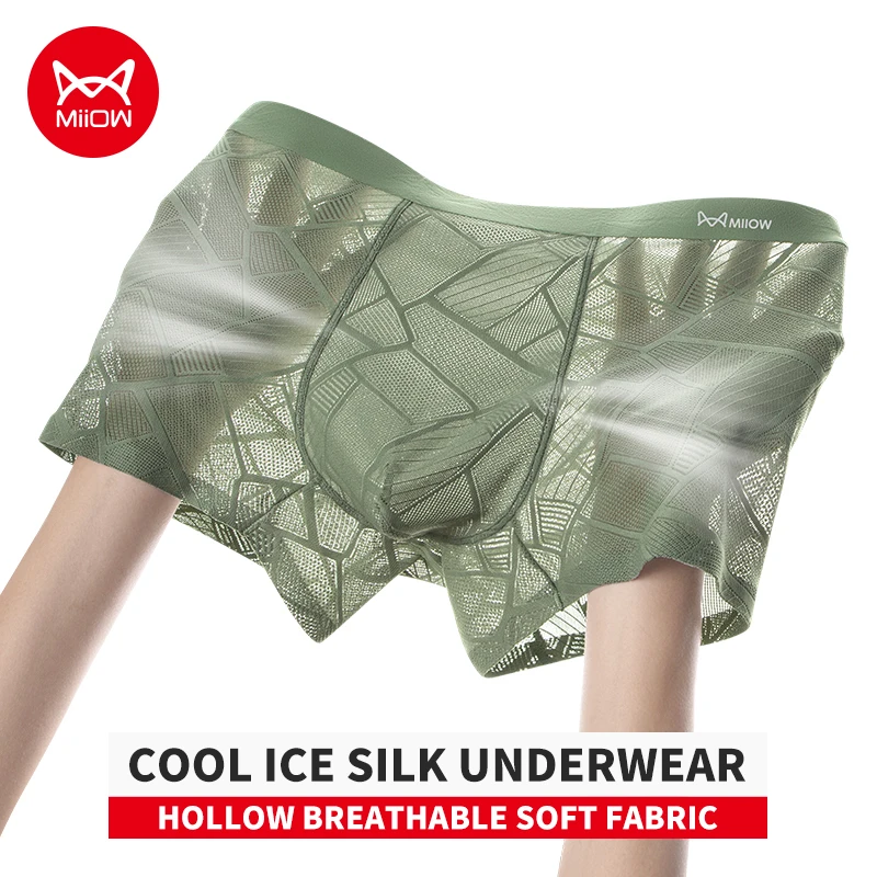 39594-dswk7a.jpg MiiOW - Paquete de 3 Calzoncillos Bóxer de Seda de Hielo para Hombre, Transpirables, con Entrepierna Antibacterial 10A - Imagen 1