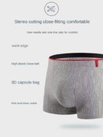 4 Uds Boxer Shorts ropa interior para hombre bragas sexis Boxers de algodón calzoncillos a rayas pantalones cortos masculinos lencería convexa en U de talla grande 2XL-6XL - Imagen 4