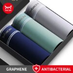 MiiOW-bóxer de algodón para hombre, calzoncillos transpirables de grafeno, antibacterianos, entrepierna, 3 piezas