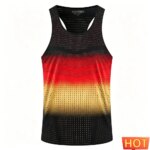 Chaleco deportivo con degradado de rayas para hombre, chaleco deportivo para maratón, chaleco para hombre y mujer, camisetas sin mangas transpirables para hombre, camiseta sin mangas para hombre - Imagen 3