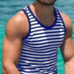 Gran oferta clásica, camiseta sin mangas transpirable, ropa para hombre, camiseta sin mangas para gimnasio a rayas simples, chaleco informal de verano con contraste de Color para hombre