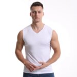 Paquete de 3 Camisetas de Verano para Hombre, Camiseta Deportiva sin Costuras de Seda de Hielo, Ropa Interior Masculina, Camiseta sin Mangas con Cuello en V, Secado Rápido, Camisetas Deportivas para Playa
