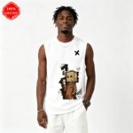 Camiseta sin mangas 100% algodón para hombre, para verano, con estampado de grafiti, transpirable, cuello redondo, chaleco sin mangas-T30 - Imagen 4