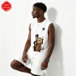 Camiseta sin mangas 100% algodón para hombre, para verano, con estampado de grafiti, transpirable, cuello redondo, chaleco sin mangas-T30 - Imagen 3