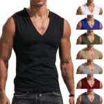 Chaleco para hombre, cuello en V, color sólido, informal, transpirable, sin mangas, camiseta sin mangas para hombre, venta al por mayor