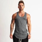 Material de algodón, chaleco deportivo de verano para Fitness, camiseta para hombre, sudadera de fondo cómoda, ropa de entrenamiento - Imagen 6