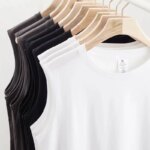Camiseta sin mangas para hombre y mujer, camisa básica 100% de algodón, color negro, blanco y gris - Imagen 2