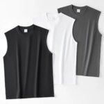 Camiseta sin mangas para hombre y mujer, camisa básica 100% de algodón, color negro, blanco y gris - Imagen 4
