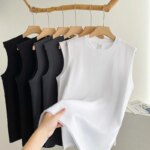 Camiseta sin mangas para hombre y mujer, camisa básica 100% de algodón, color negro, blanco y gris