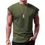 Camiseta Holgada de Manga Corta para Hombre, Cuello Redondo, Sin Mangas, Informal, Transpirable, Deportiva, Básica, para Verano
