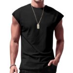 Camiseta Holgada de Manga Corta para Hombre, Cuello Redondo, Sin Mangas, Informal, Transpirable, Deportiva, Básica, para Verano - Imagen 2
