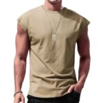Camiseta Holgada de Manga Corta para Hombre, Cuello Redondo, Sin Mangas, Informal, Transpirable, Deportiva, Básica, para Verano - Imagen 5