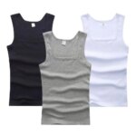 3 unids/lote de camisetas sin mangas de algodón para hombre, chaleco muscular sólido sin mangas, camisetas interiores, ropa de hombre con cuello en U, ropa de gimnasio, camisa sin mangas para mujer - Imagen 2