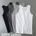 Nuevo Chaleco de Algodón Puro para Hombre, Blanco, Negro, Gris, Básico, Camisetas sin Mangas para Hombre, Tallas Grandes, Camisetas Deportivas, Camisetas de Fitness, Chaleco de Culturismo - Imagen 2
