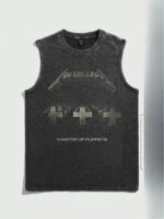 Camiseta sin mangas de algodón para hombre, estilo vintage, con estampado de banda de rock estadounidense, ropa deportiva de gimnasio, estilo hip-hop, para el verano de 2026. - Imagen 2