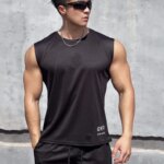 Camiseta de fitness para hombre, chaleco deportivo de entrenamiento, camiseta interior de baloncesto con ventilación, sin mangas, secado rápido, camiseta sin mangas para correr, Verano