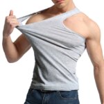 Camisetas sin mangas para hombre, chaleco liso de algodón 100%, camisetas sin mangas transpirables para hombre, camiseta interior informal ajustada para gimnasio y correr, regalo para hombre - Imagen 5