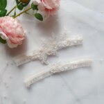 Bandas elásticas nupciales, liguero de encaje para boda, flor de perla, vestido de media Sexy para mujer, anillo para el muslo, bordado blanco, fiesta de boda - Imagen 5