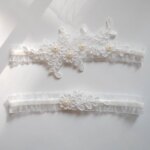 Bandas elásticas nupciales, liguero de encaje para boda, flor de perla, vestido de media Sexy para mujer, anillo para el muslo, bordado blanco, fiesta de boda - Imagen 6