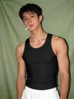 Camiseta Deportiva sin Mangas con Nervaduras Gruesas Blancas para Hombre, Estilo Americano, para Verano, Moldeadora y Muscula... - Imagen 4