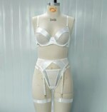 Brskbzda Conjunto de lencería elegante para mujer, sujetador de satén liso con parches, cinturón y ligueros, conjunto de moda íntima sensual y atractivo para mujer - Imagen 6