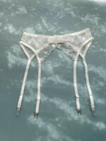 Clips Antideslizantes para Medias con Encaje de Corazón Clásico Retro, Cinturón de Ligas Sexy, Anillo Blanco para Pierna, Cin...