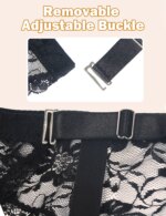 Comeondear, liguero de encaje Floral para mujer, bragas de mujer de talla grande, conjunto de cinturón con tirantes de malla con 4 correas, Clip de Metal para hasta el muslo - Imagen 5