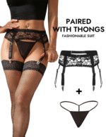 Comeondear, liguero de encaje Floral para mujer, bragas de mujer de talla grande, conjunto de cinturón con tirantes de malla con 4 correas, Clip de Metal para hasta el muslo - Imagen 4