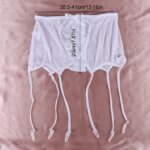 Liga de malla de cintura alta hueca sexy de encaje rosa diseño de 2 botonadura lazo elástico accesorios de Liga - Imagen 6