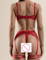Krasapt-Lencería Sexy de encaje negro con perspectiva, conjuntos de 4 Uds., sujetadores y pantiers calados románticos, trajes de liga, conjunto delicado de Bilizna - Imagen 5
