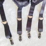 Elegante lencería de encaje negro completo con bordado liso hueco, tirantes anchos ajustables, clips metálicos para liguero, ... - Imagen 5