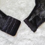 Elegante lencería de encaje negro completo con bordado liso hueco, tirantes anchos ajustables, clips metálicos para liguero, ... - Imagen 4