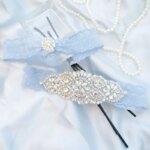 Liguero de Boda nupcial Sexy con diamantes, ligas de cristal azul claro, anillo de muslo de novia, lazos de pierna, accesorios de boda - Imagen 5